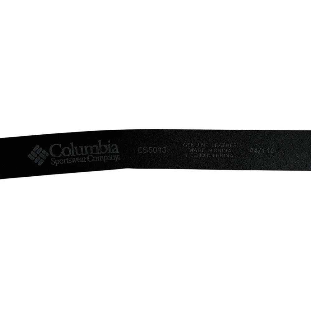 Columbia Men's Size‎ 44 / 110 Black Belt Genuine Leather Silver Buckle